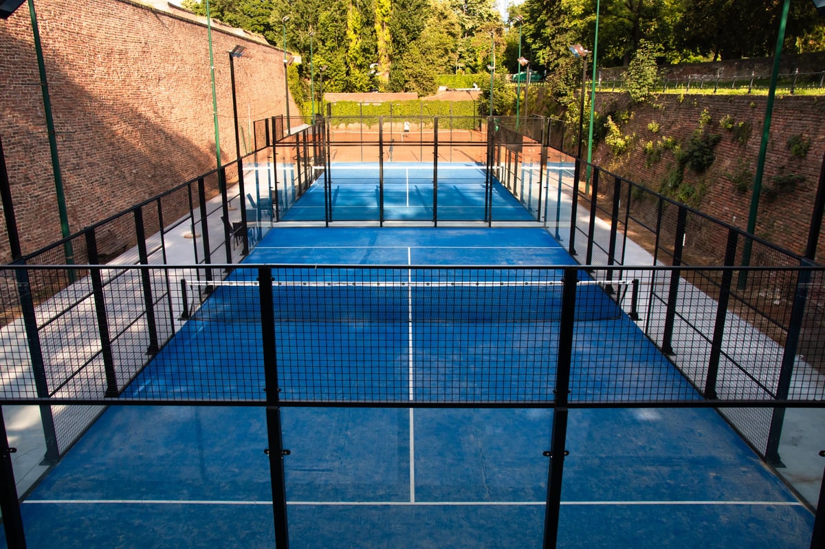 Outdoor padel courts with glass walls at TT4 Padel Center Brownsville